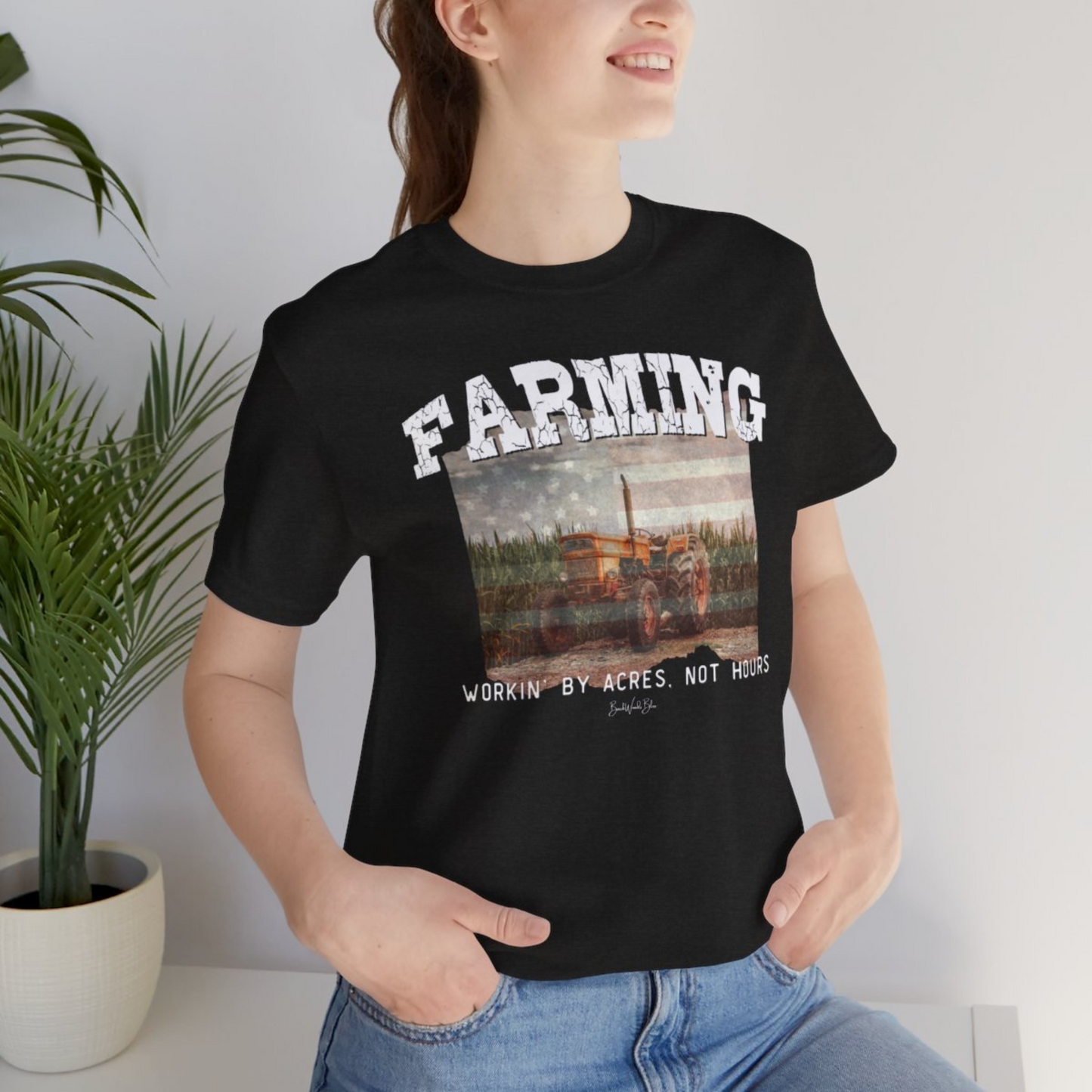 Workin' By Acres Unisex BC Tee-Black Heather