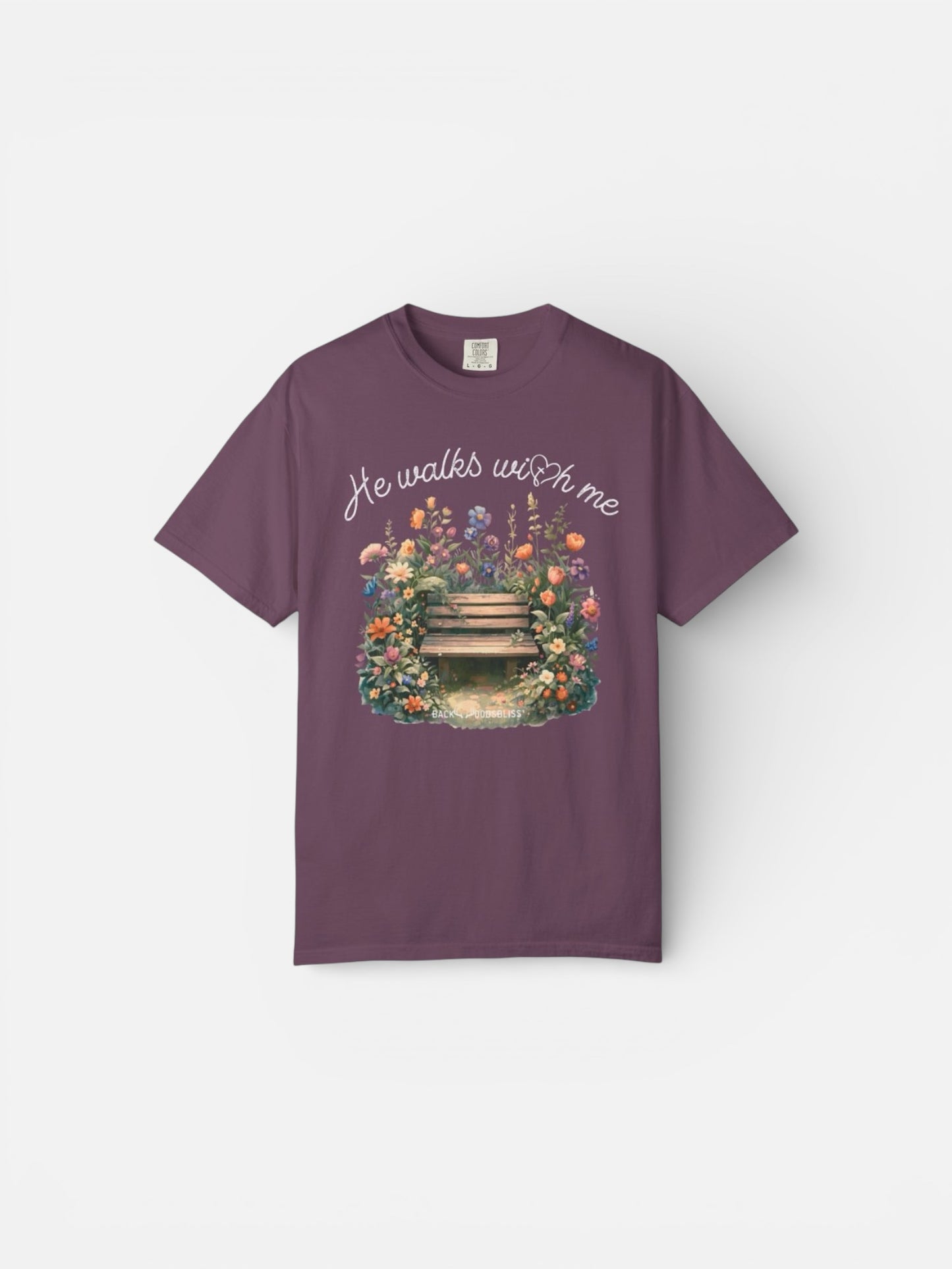 He Walks with Me Unisex CC Tee-Periwinkle or Berry