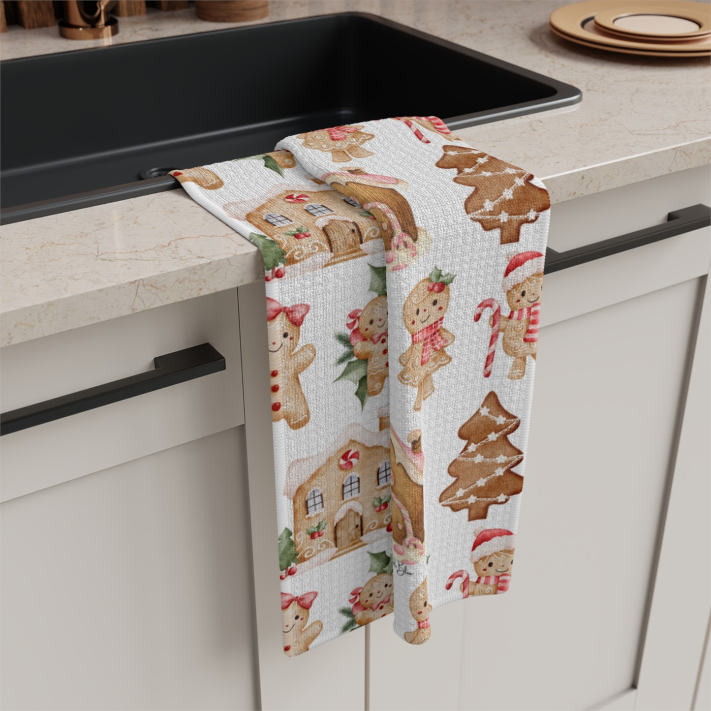 Gingerbread Vibes Microfiber Tea Towel