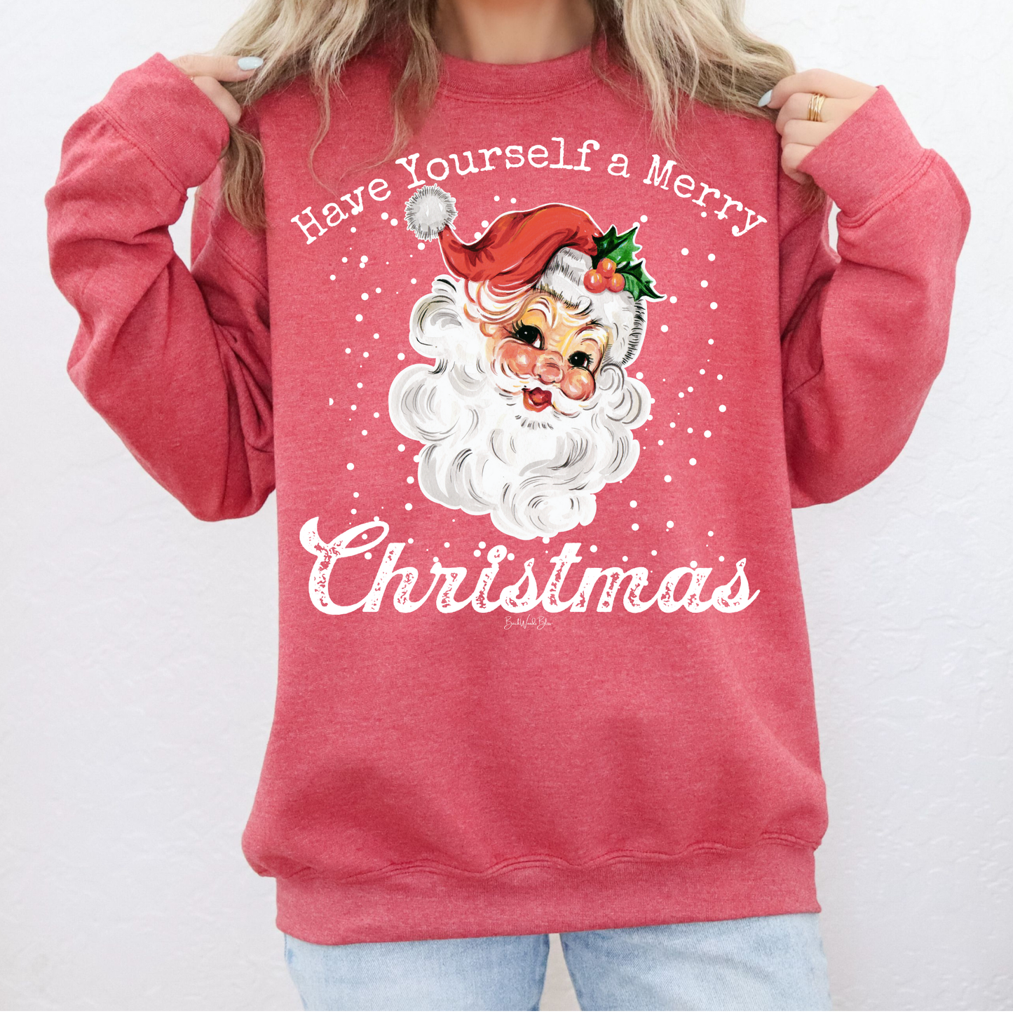 Have Yourself A Merry Christmas Gildan Unisex Sweatshirt-Heather Scarlet Red