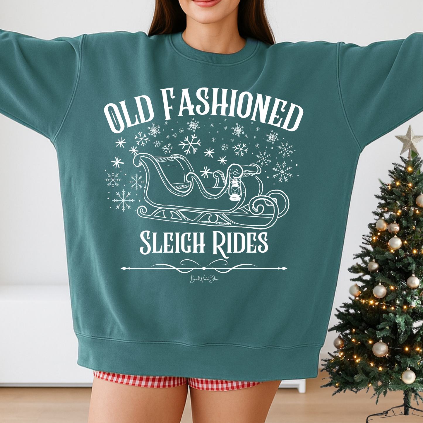 Old Fashioned Sleigh Rides Unisex CC Sweatshirt-Blue Spruce