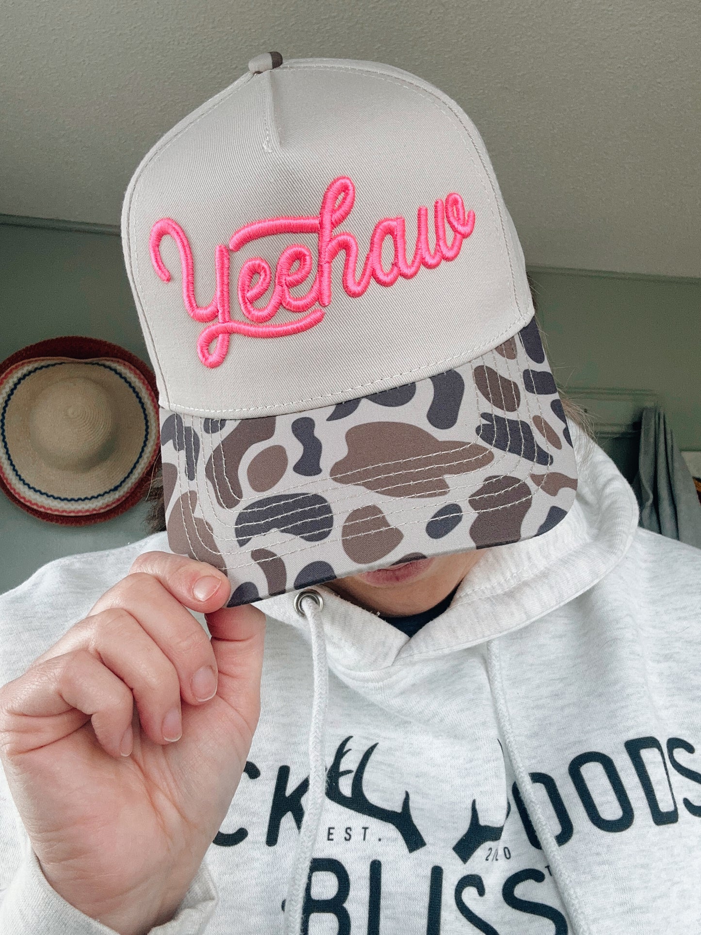 Yee-Haw Embroidered Duck Camo Canvas Hat