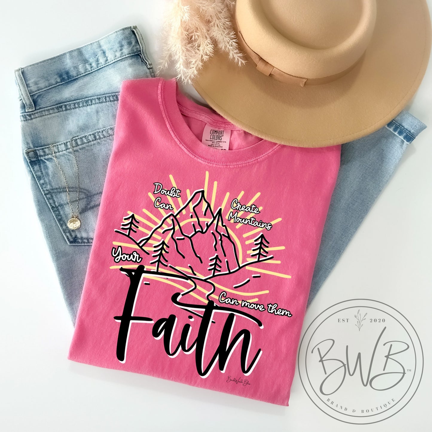 Doubt Creates Mountains, Faith Can Move Mountains Unisex CC Tee-Crunchberry