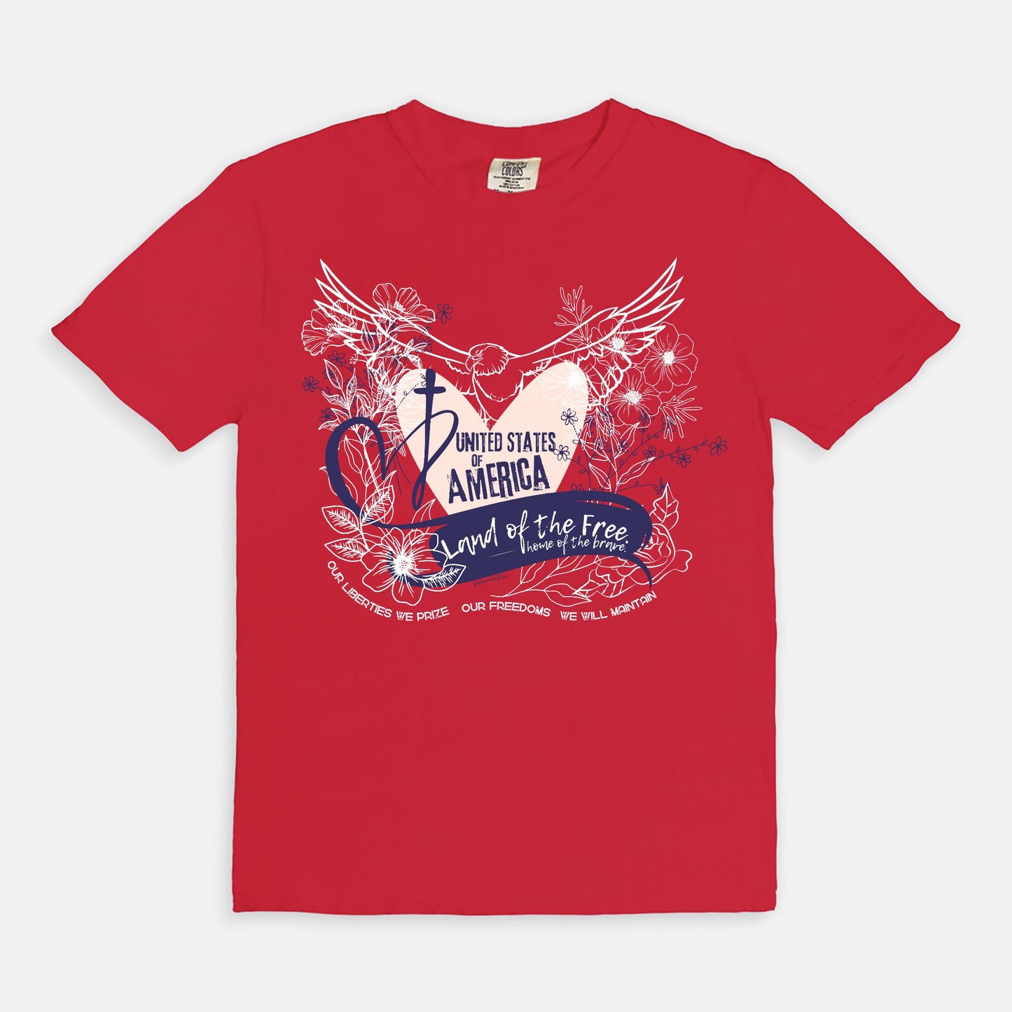 USA-Land of the Free Unisex Tee-Red