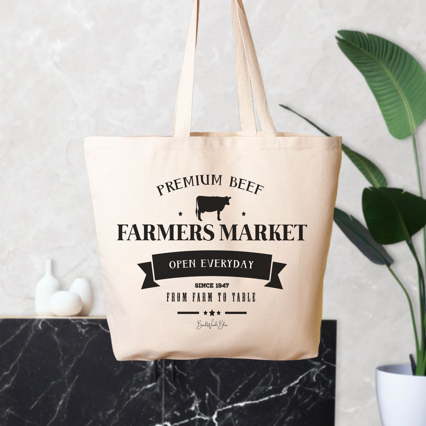 Farmers Market Cotton Canvas Tote-Natural