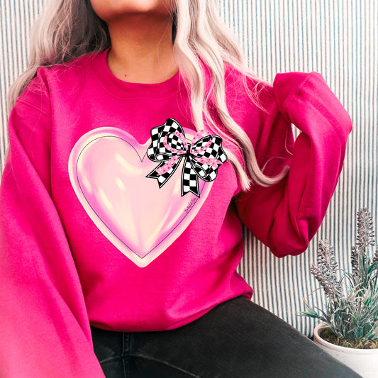 Checkered Heart Unisex Crew Sweatshirt-Heliconia