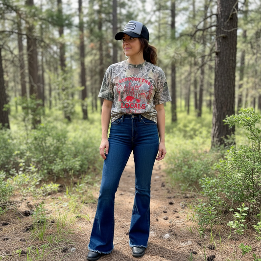 Support the Locals Camo Tee-Coral