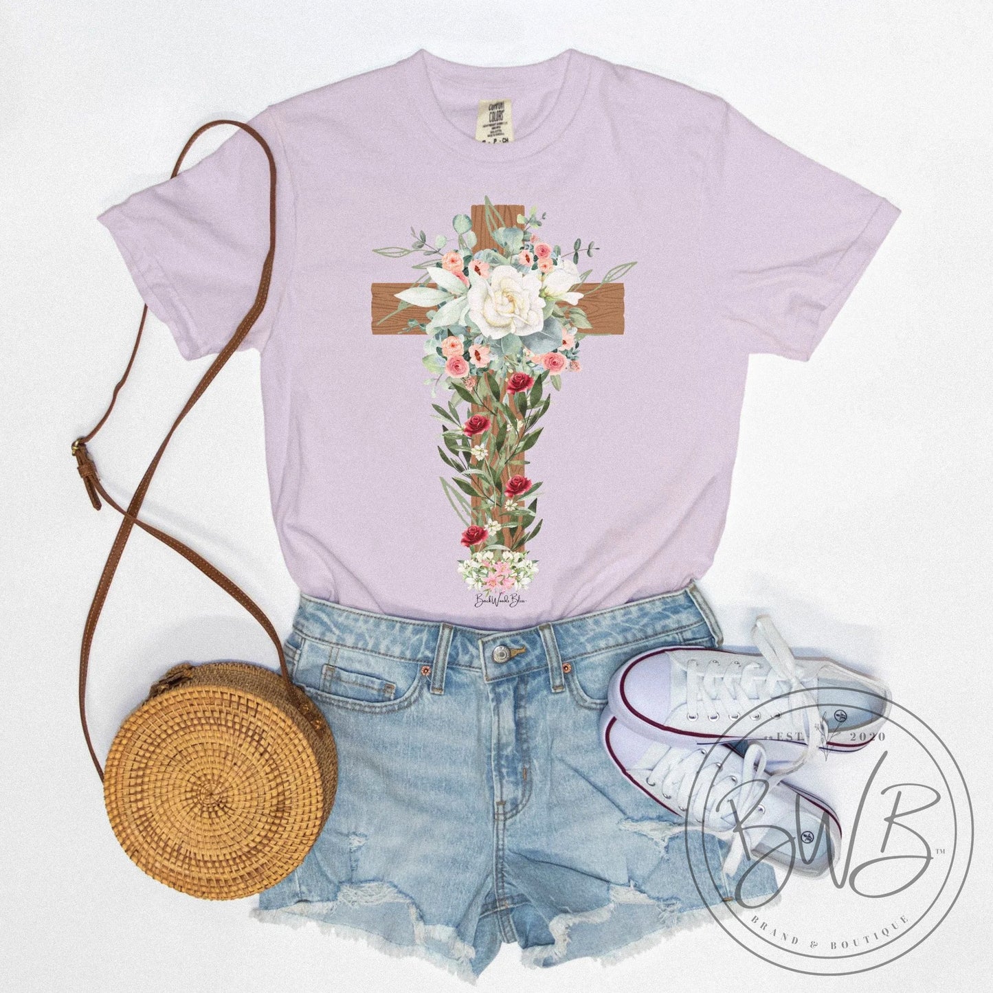 Floral Cross Unisex CC Tee-Orchid