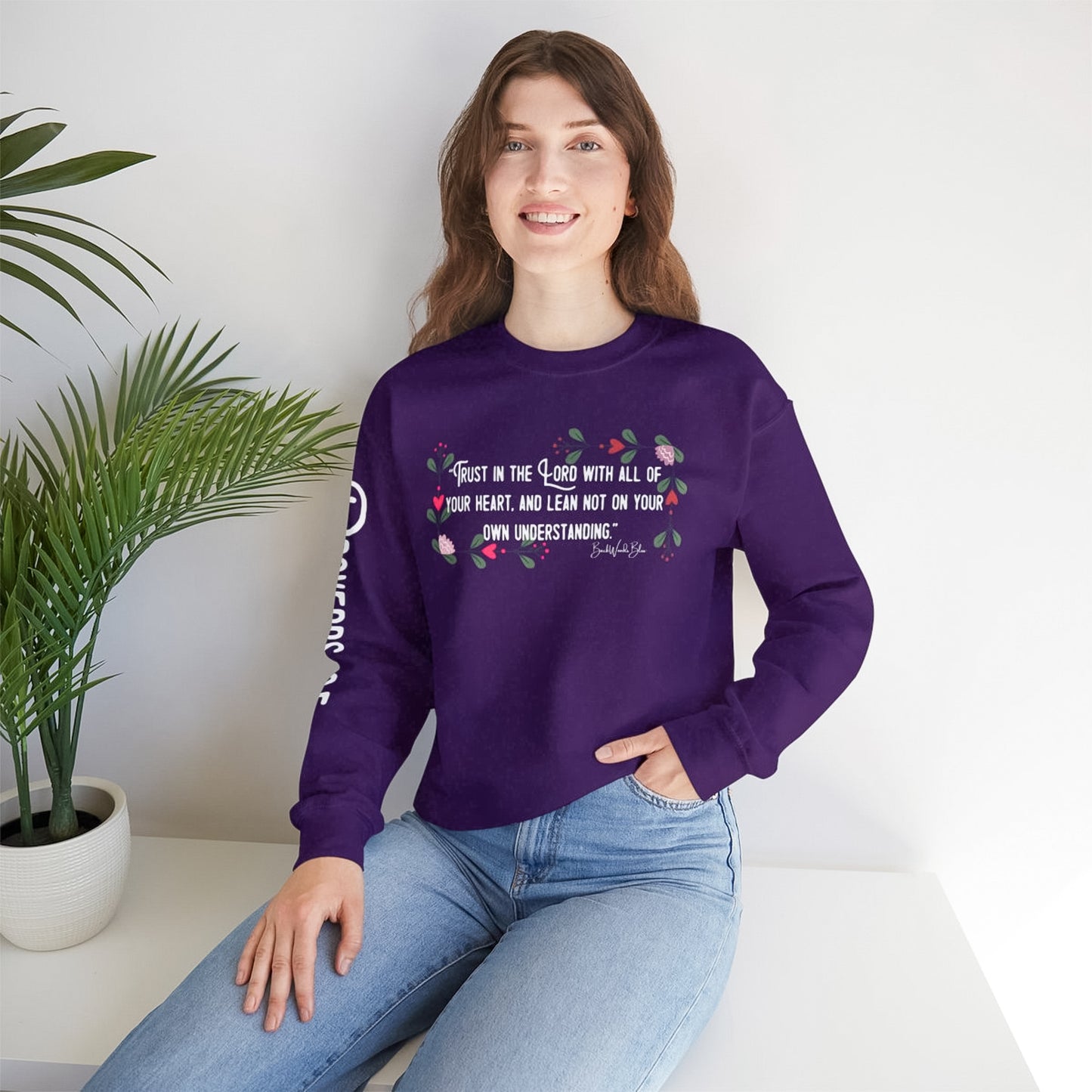 Proverbs 3:5 Unisex Gildan Sweatshirt-Purple