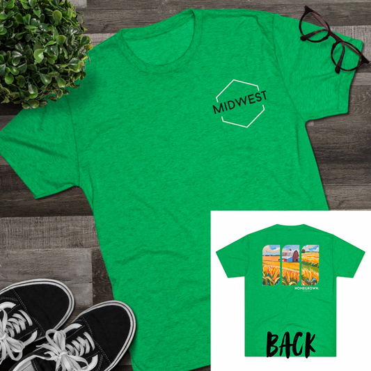 Midwest Homegrown Unisex NL Tee-Kelly Green Tri-Blend