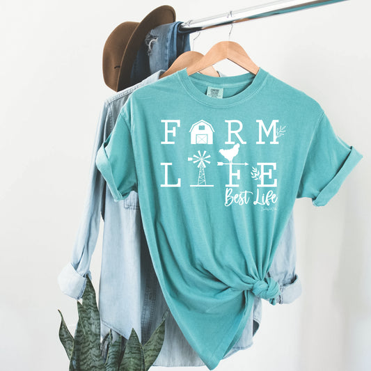 Farm Life Best Life CC Unisex Tee-Seafoam