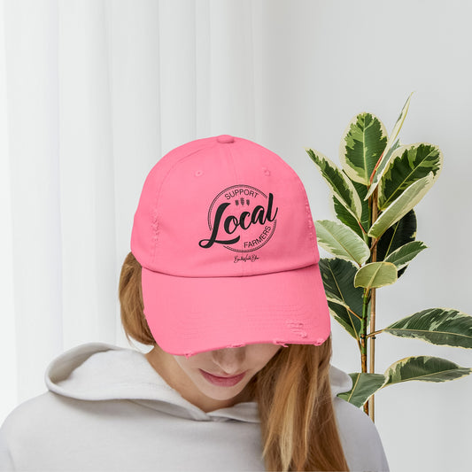 Support Local Farmers Distressed Hat-Pink