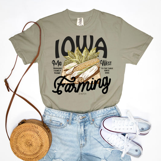 Midwest Iowa Farming Unisex CC Tee-Sandstone