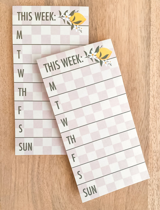 This Week Light Pink Checkered Magnetic Notepad