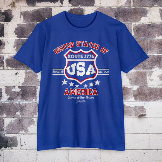 USA Route 1776 Unisex NL Tee-CVC Royal Blue