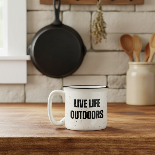Live Life Outdoors Speckled Camp Mug