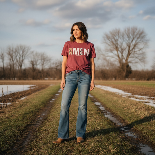 Amen Mixed Pattern Unisex CC Tee-Chili