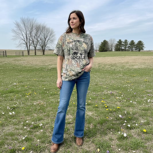 Support the Locals Camo Tee-Charcoal