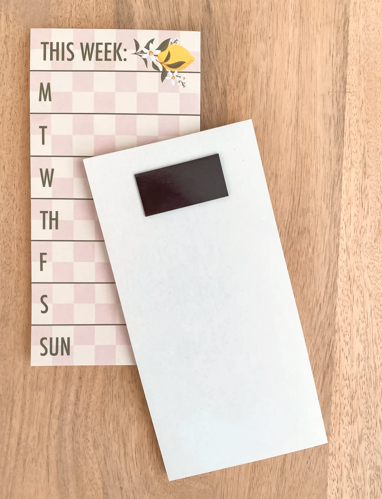 This Week Light Pink Checkered Magnetic Notepad