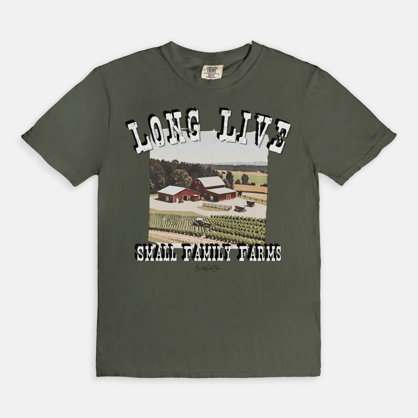 Long Live Small Family Farms Unisex CC Tee-Moss