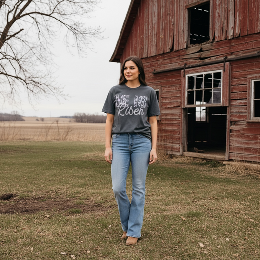 He is Risen Mixed Pattern Unisex CC Tee-Pepper