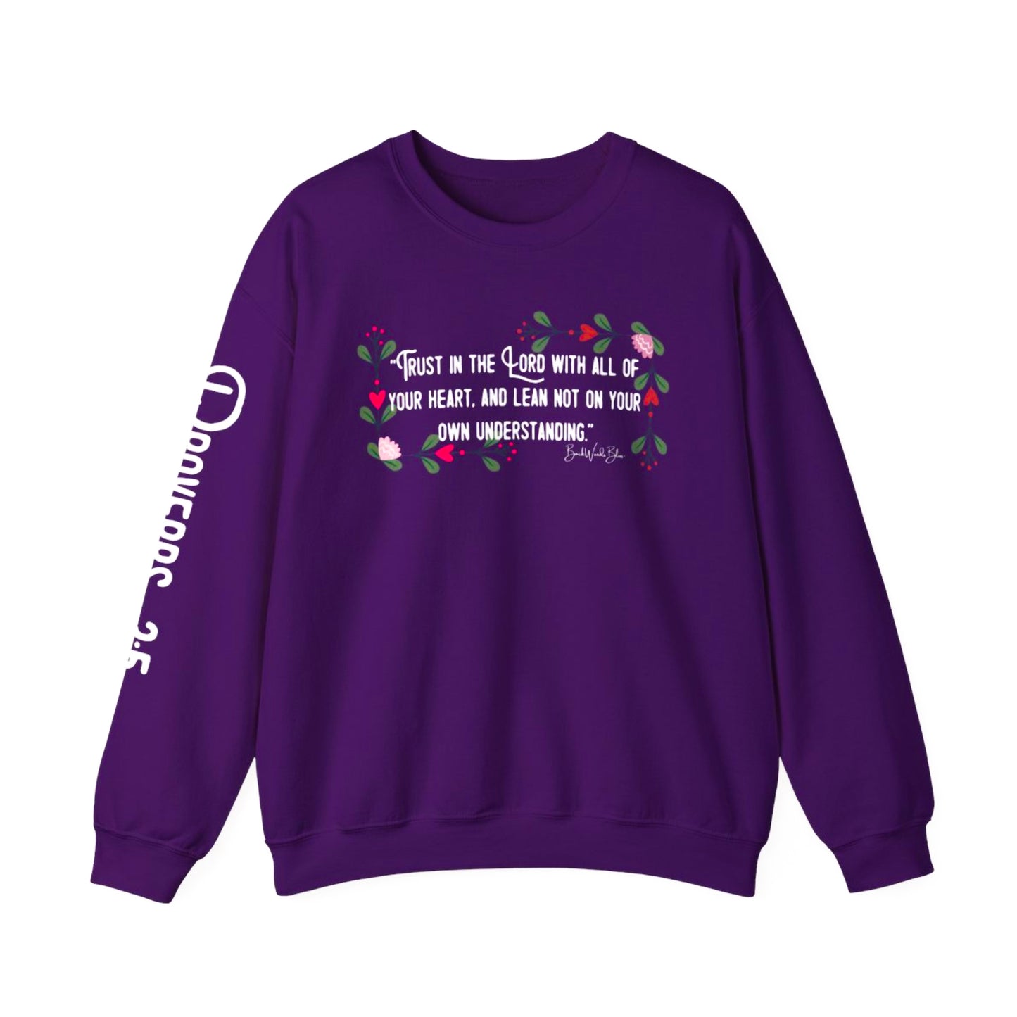 Proverbs 3:5 Unisex Gildan Sweatshirt-Purple