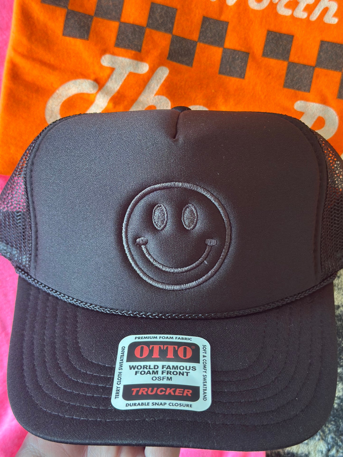 Always Happy Trucker Hat-Black