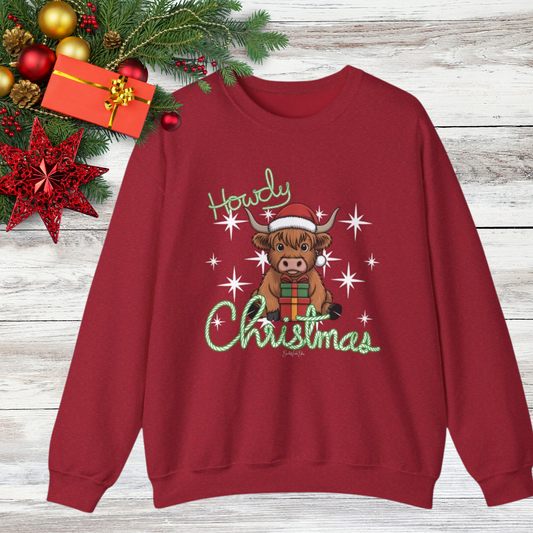 Howdy Christmas Unisex Gildan Sweatshirt-Antique Cherry