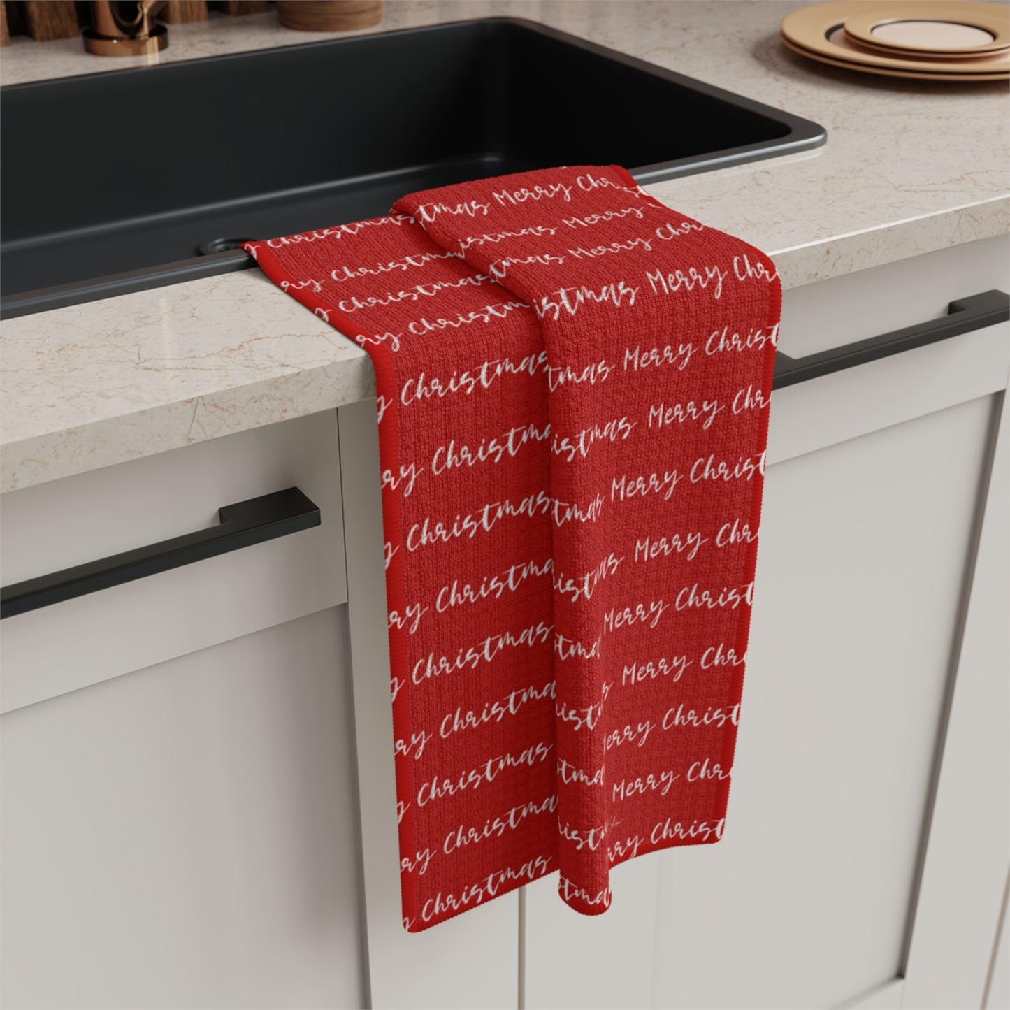 Merry Christmas Repeat Microfiber Tea Towel