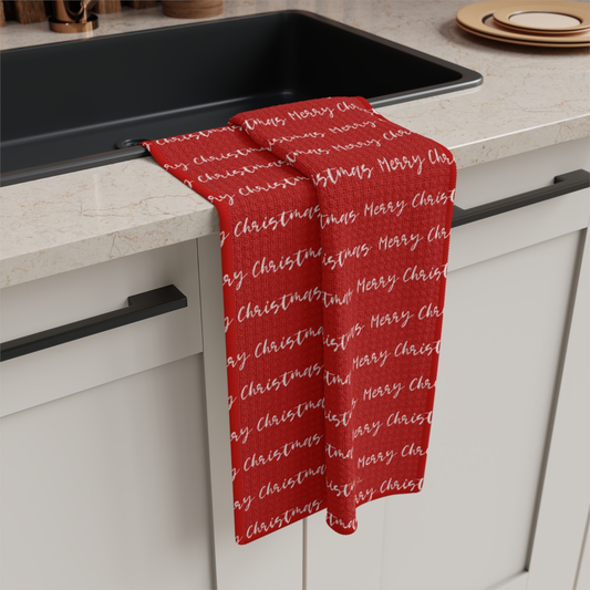 Merry Christmas Repeat Microfiber Tea Towel
