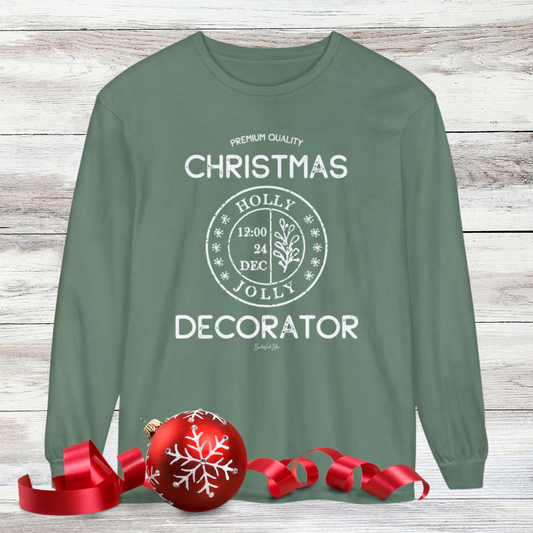 Premium Quality Christmas Decorator Unisex CC Long Sleeve Tee-Light Green