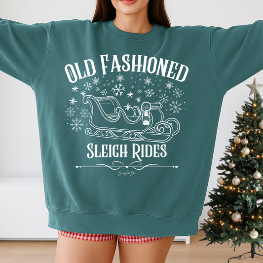 Old Fashioned Sleigh Rides Unisex CC Sweatshirt-Blue Spruce