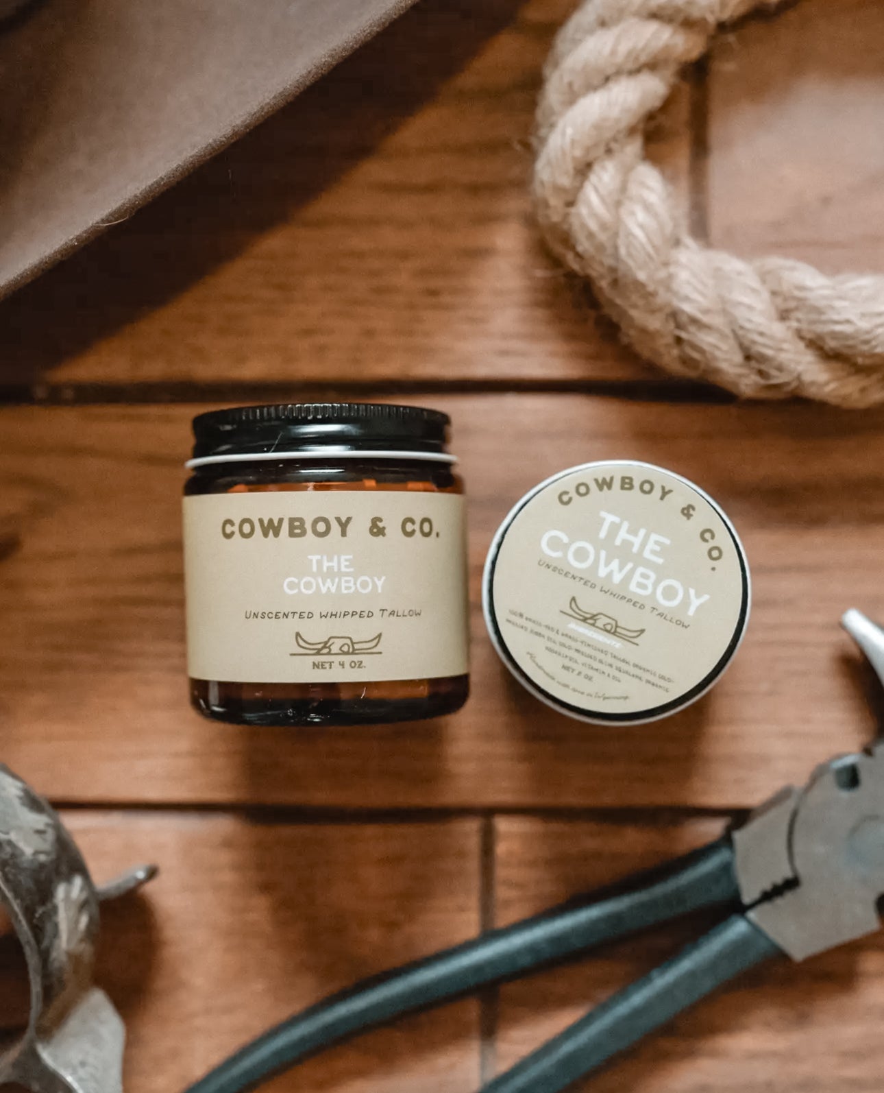 “The Cowboy” Handmade Unscented Whipped Tallow 4 oz. Jar