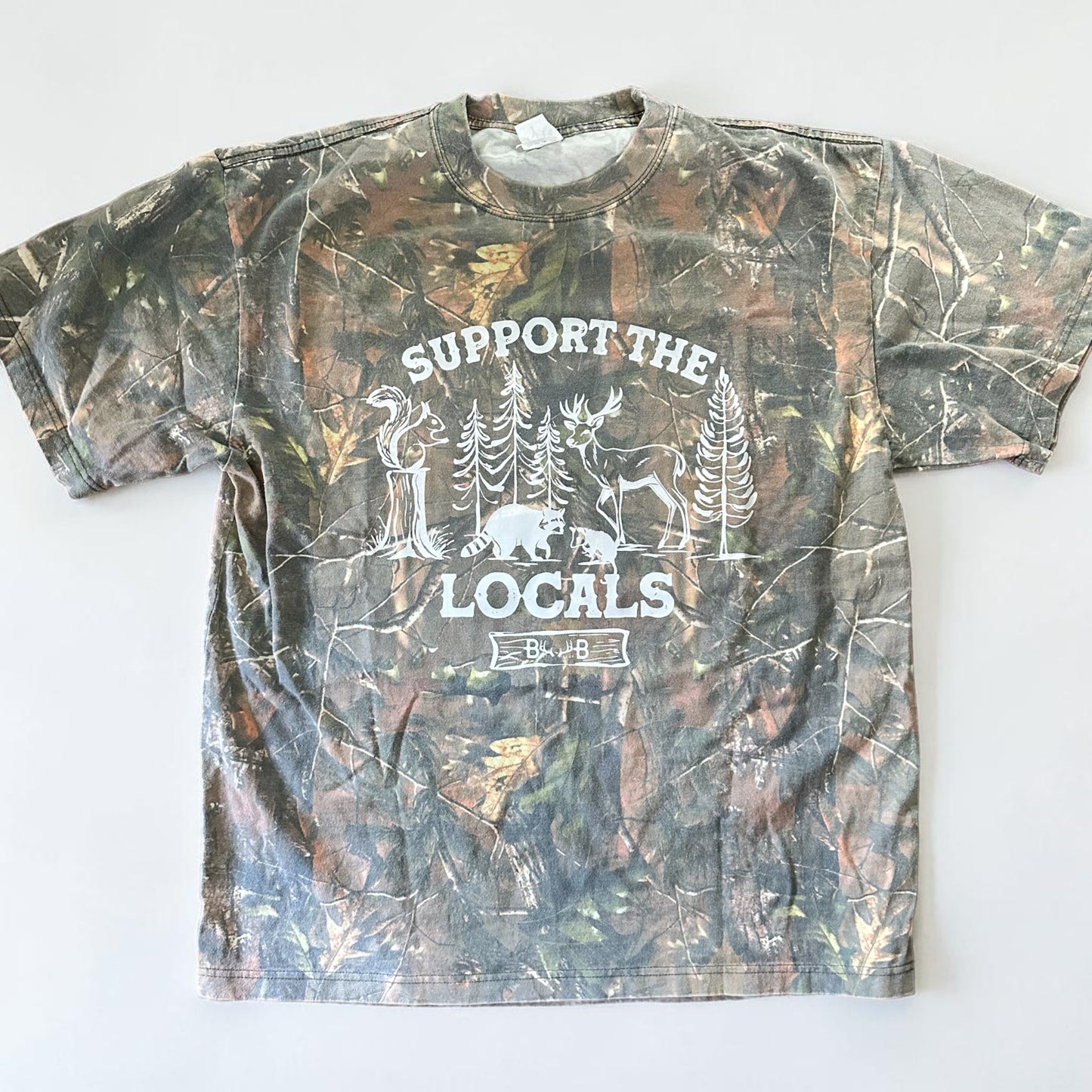 Support The Locals Camo Tee-White