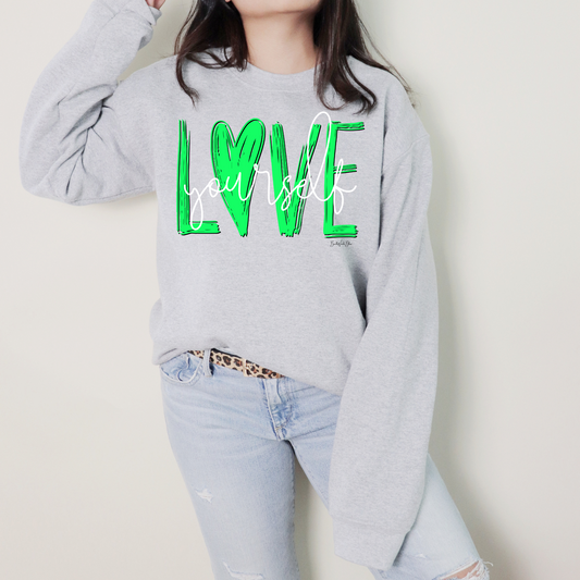 Love Yourself Unisex Crew Sweatshirt-Ash