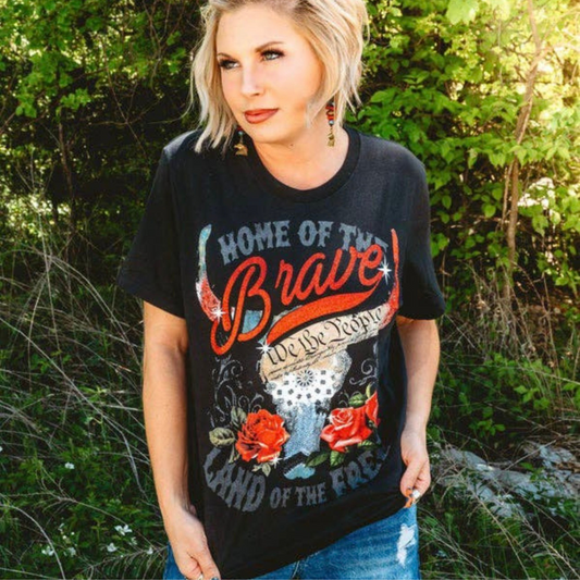 Home of the Brave Unisex Tee-Black