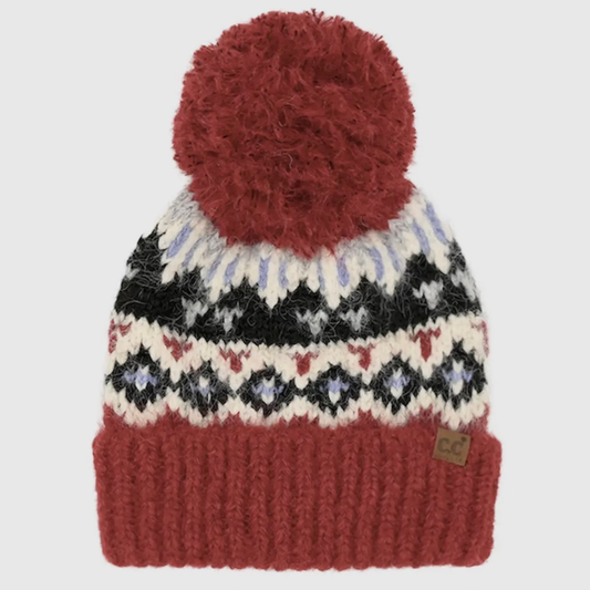 Redwood Geo Pom Beanie