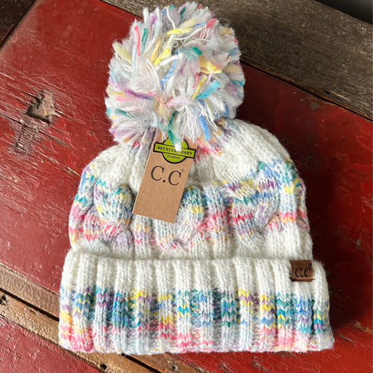 Cabin Glow Multicolor Pom Beanie