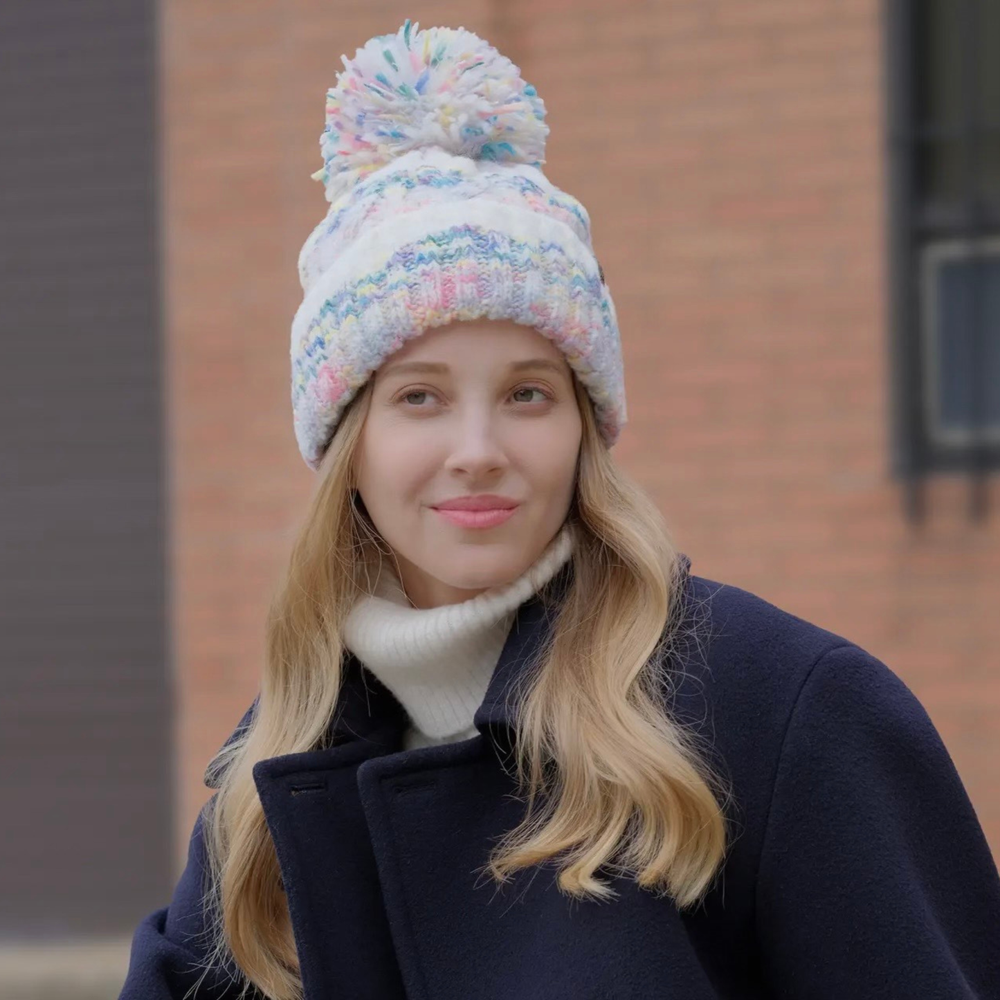 Cabin Glow Multicolor Pom Beanie