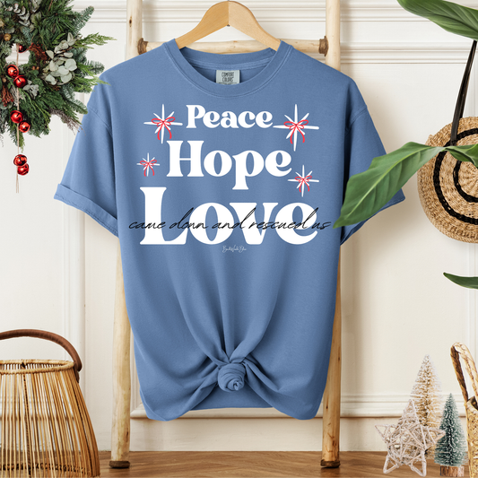 Love Came Down & Rescued Us Unisex CC Tee-Washed Denim