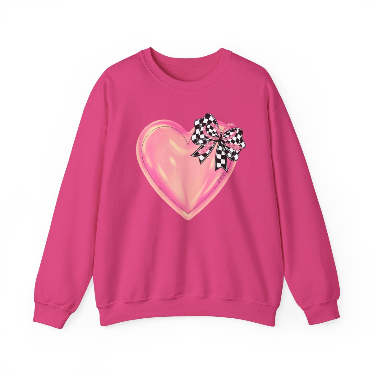 Checkered Heart Unisex Crew Sweatshirt-Heliconia