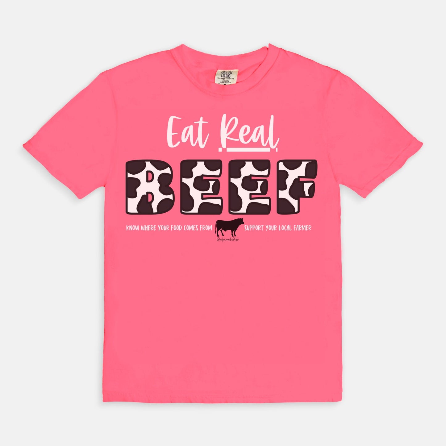 Eat Real Beef Unisex Tee-Neon Pink