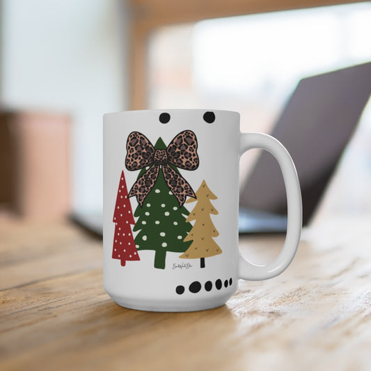 Festive Trees 15 oz. White Ceramic Mug