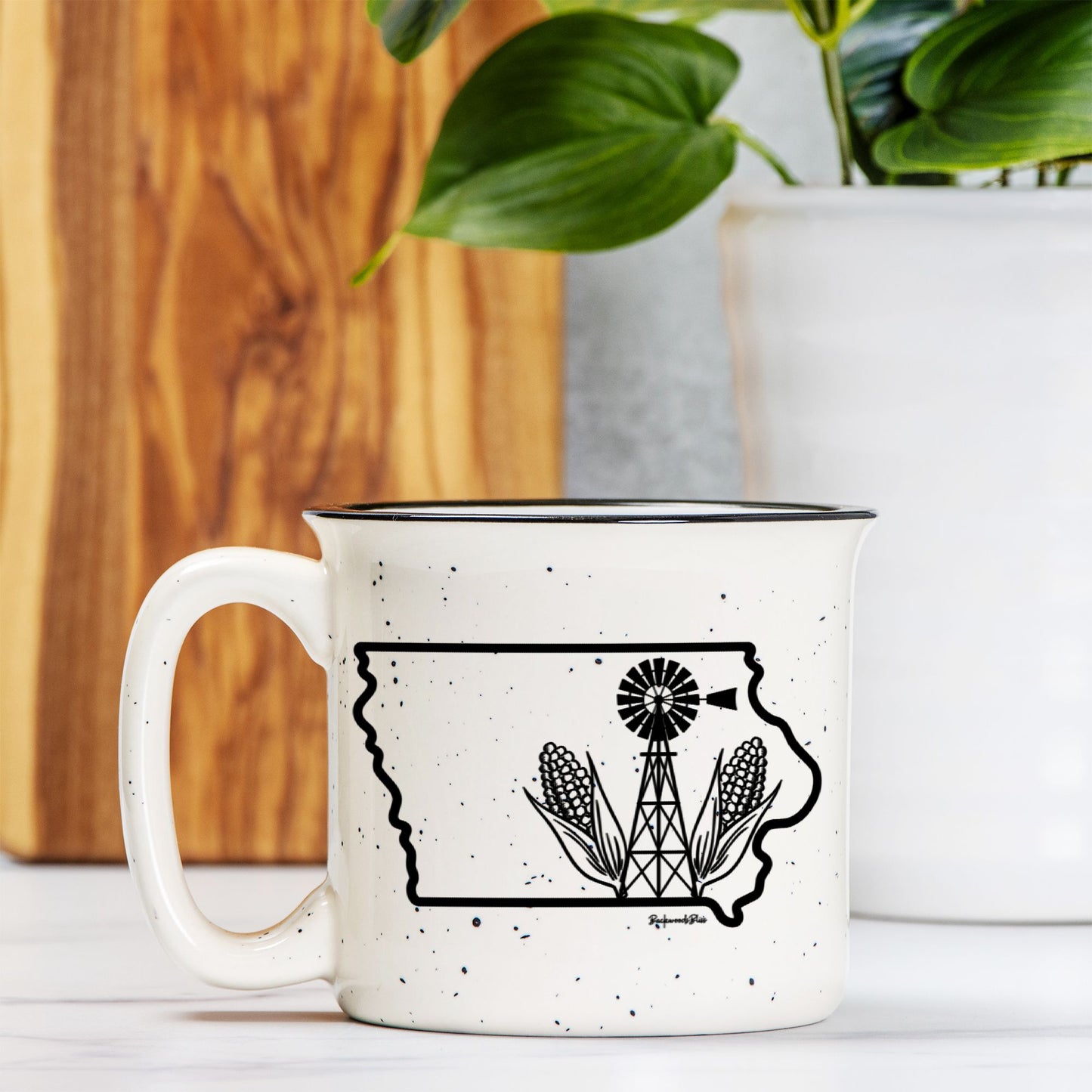 Rural Iowa Speckled Camp Mug-13 ounce