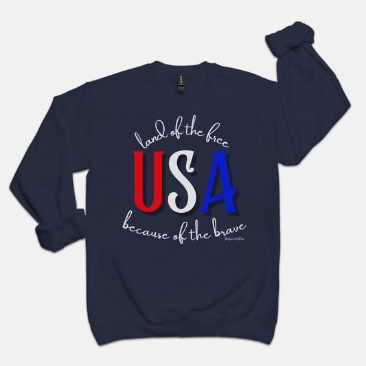 USA Land of the Free Unisex Sweatshirt-Navy