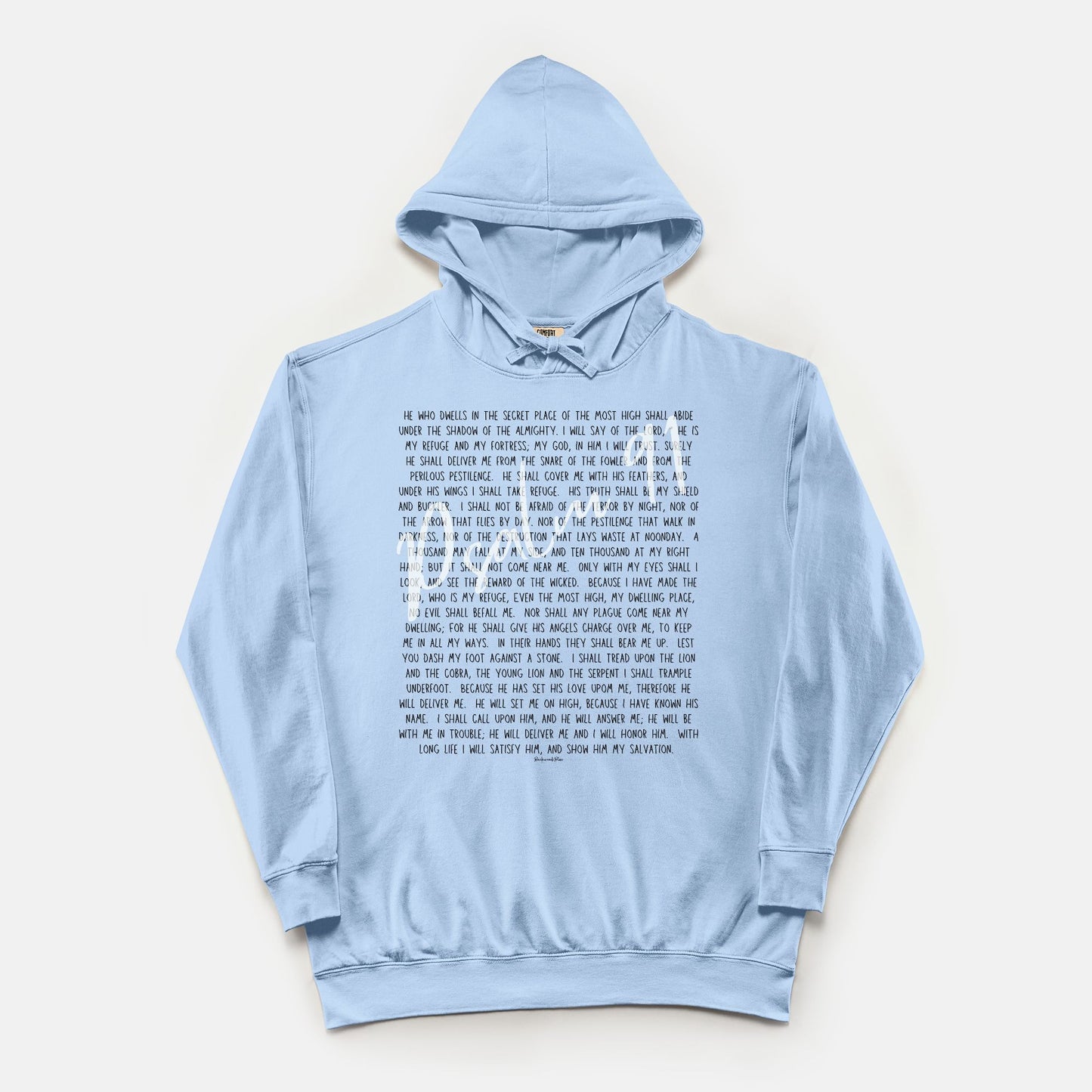 Psalm 91 Light Weight Hooded Sweatshirt-Hydrangea