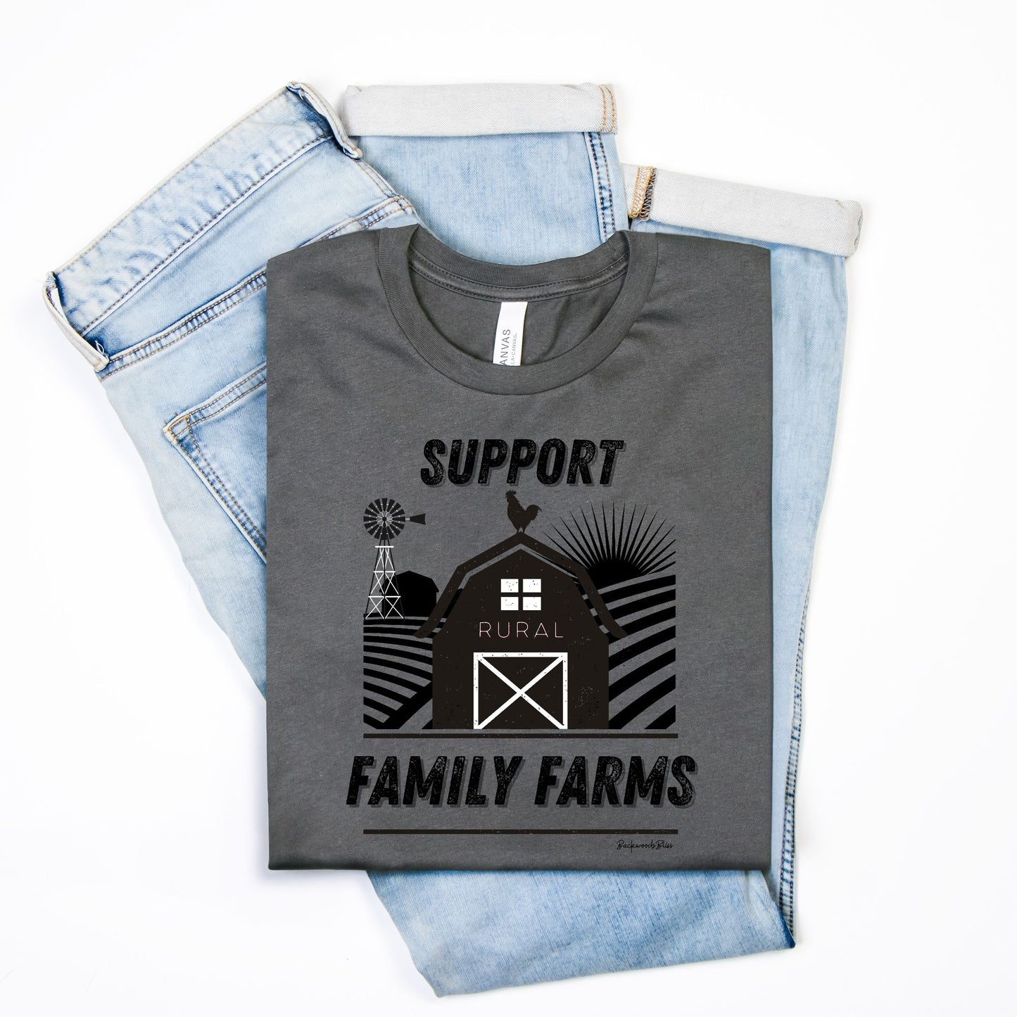 Support Family Farms Unisex Tee-Asphalt