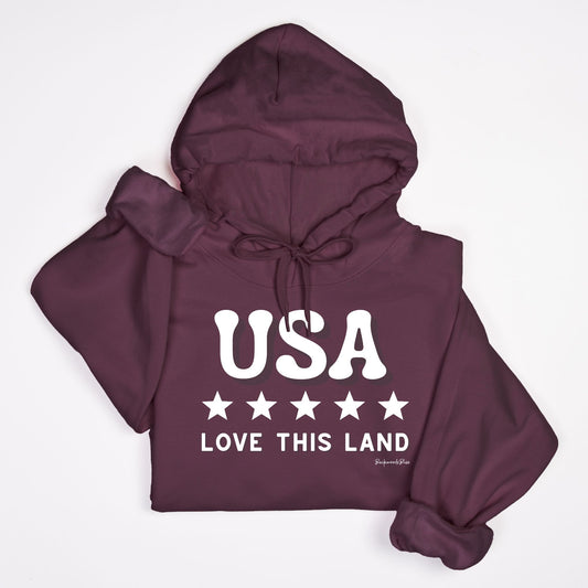 USA Love this Land Hooded Unisex Sweatshirt-Maroon